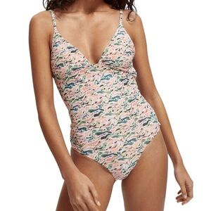 Scotch & Soda printed open back one piece swimsuit size S excellent condition